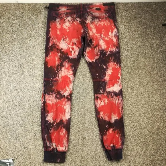 PRPS Jeans Splatter Print Mens Red Black Splatter Savoy Fit Jogger 36x34